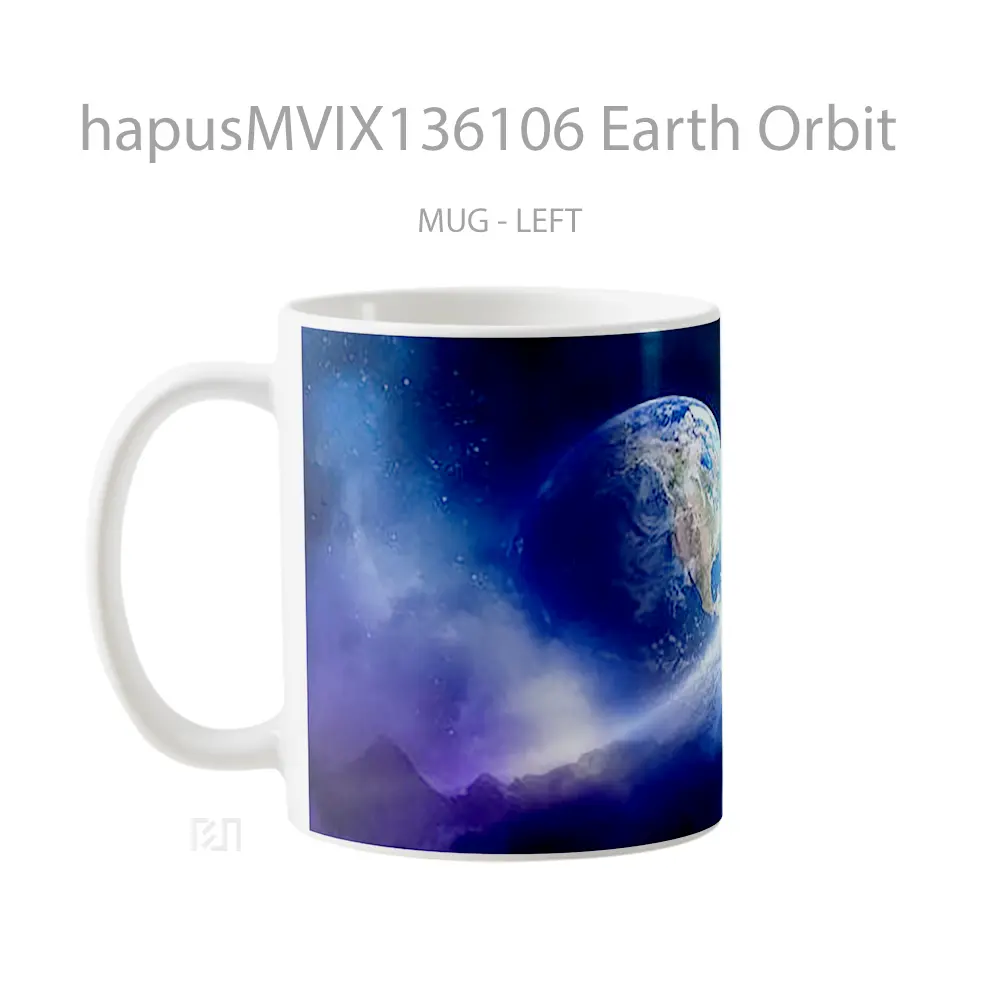 Mug Earth Orbit Gelas Keramik Unik - All-side / Desain