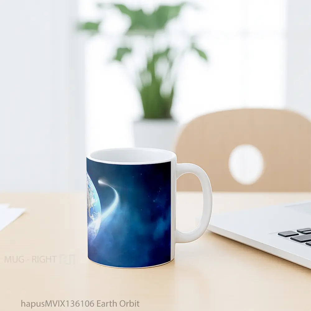 Mug Earth Orbit Gelas Keramik Unik - All-side / Desain
