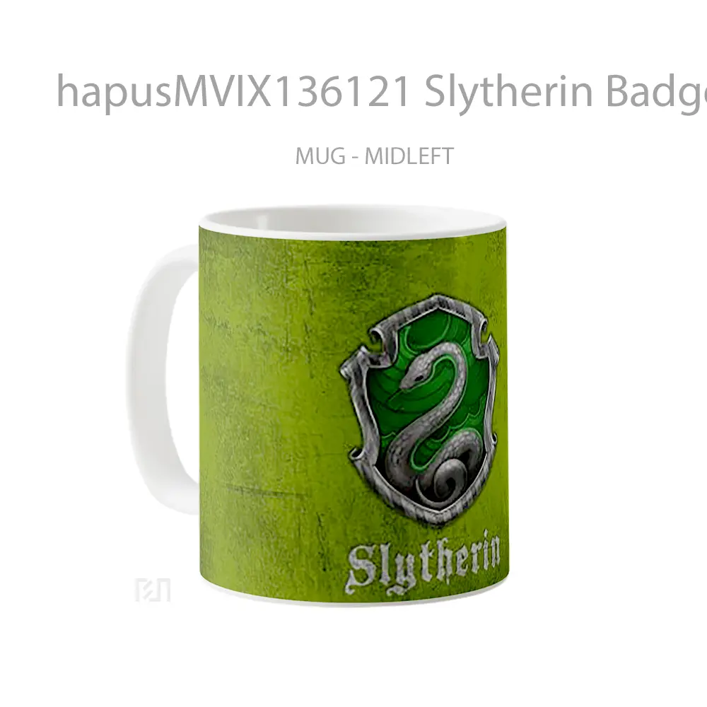 Mug Slytherin Badge Harry Potter V2 Gelas Film - All-side / Desain