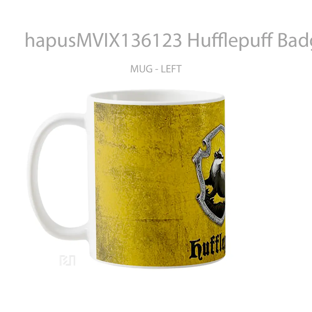 Mug Hufflepuff Badge Harry Potter V2 Gelas Film - All-side / Desain