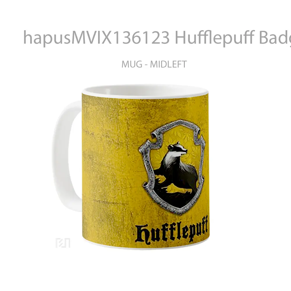 Mug Hufflepuff Badge Harry Potter V2 Gelas Film - All-side / Desain