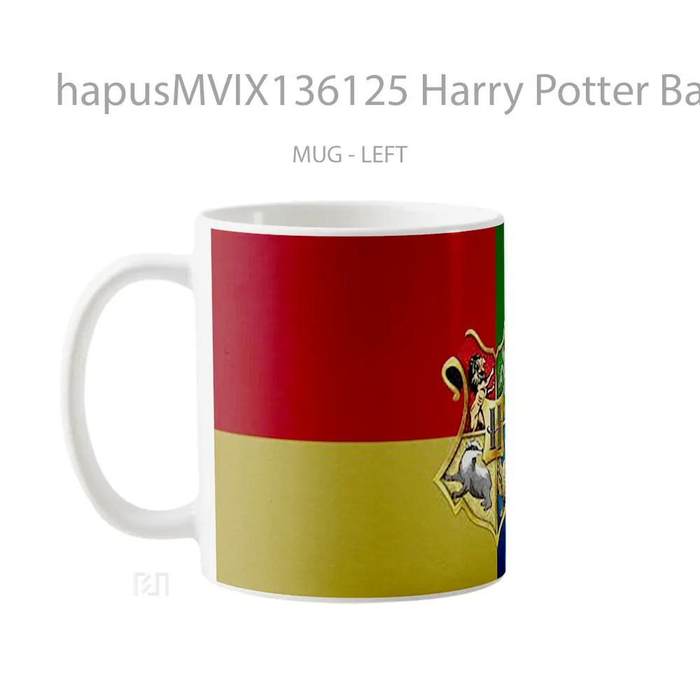 Mug Harry Potter Badges Gryffindor Slytherin Hufflepuff And Ravenclaw V1 Gelas Film - All-side / Desain