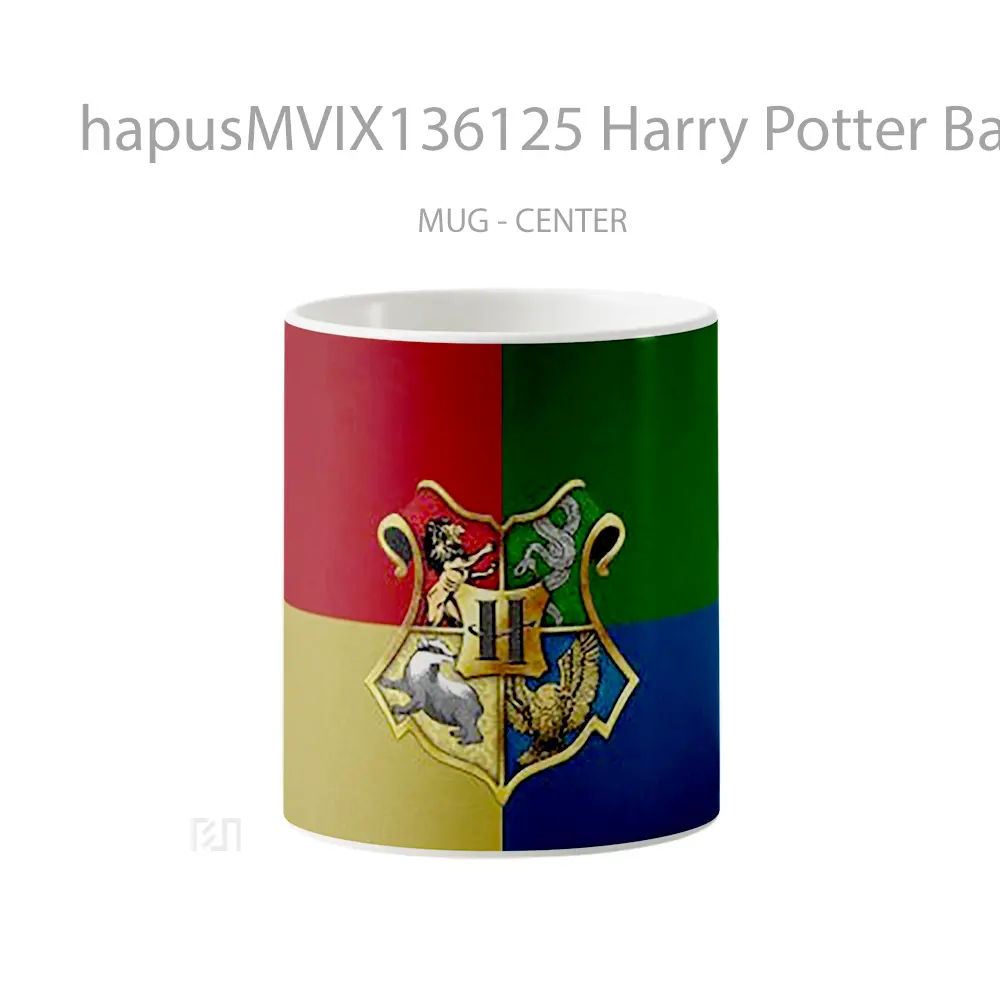Mug Harry Potter Badges Gryffindor Slytherin Hufflepuff And Ravenclaw V1 Gelas Film