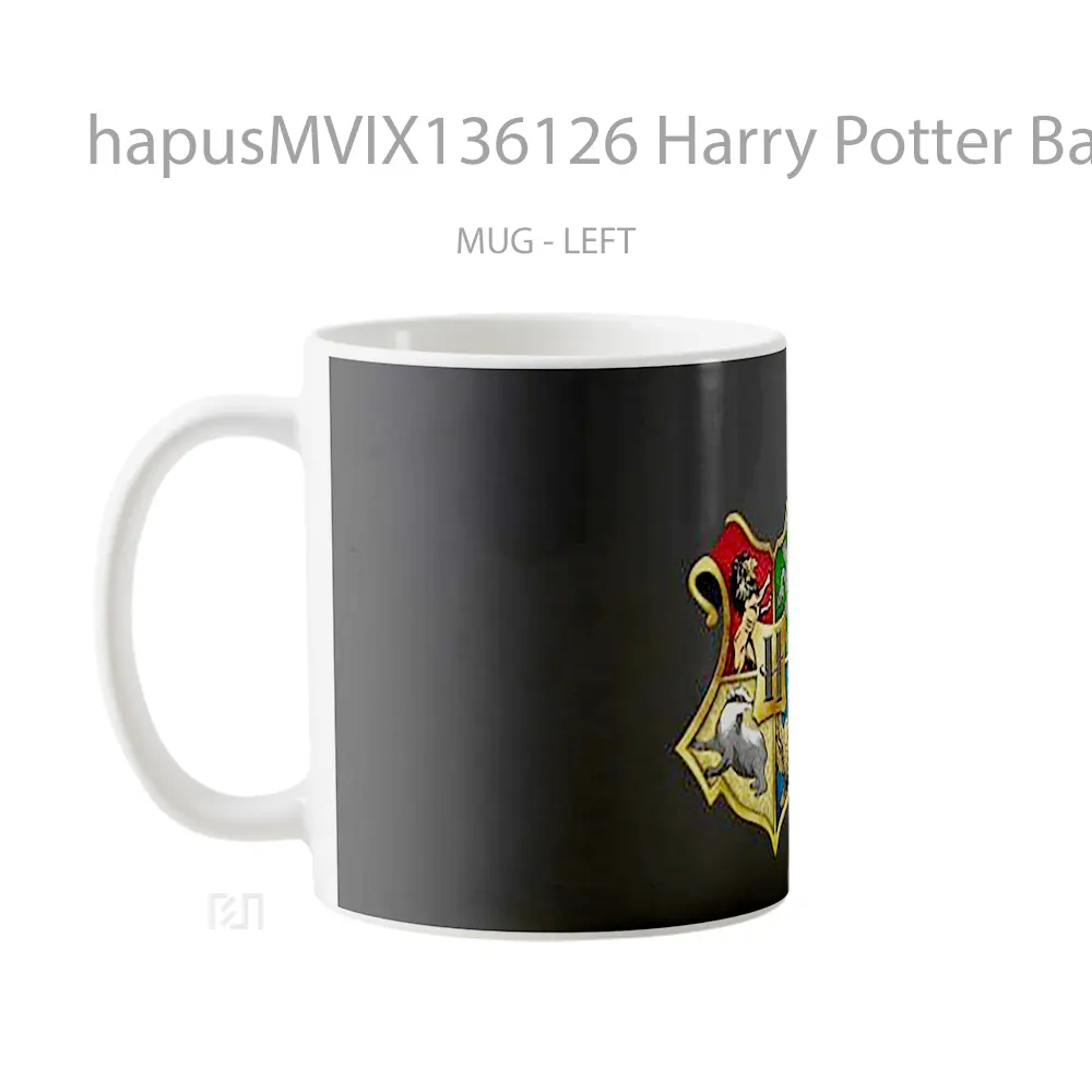 Mug Harry Potter Badges Gryffindor Slytherin Hufflepuff And Ravenclaw V2 Gelas Film - All-side / Desain