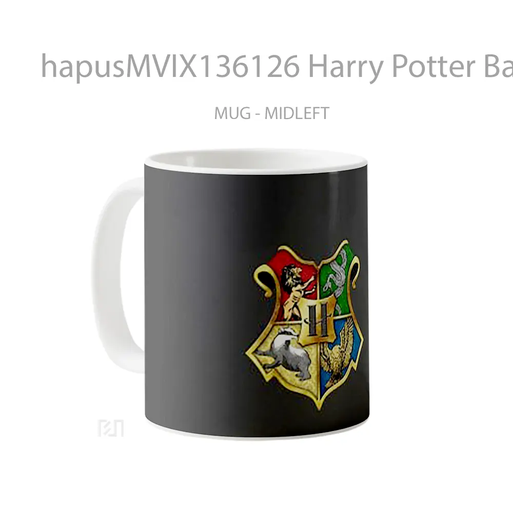 Mug Harry Potter Badges Gryffindor Slytherin Hufflepuff And Ravenclaw V2 Gelas Film - All-side / Desain