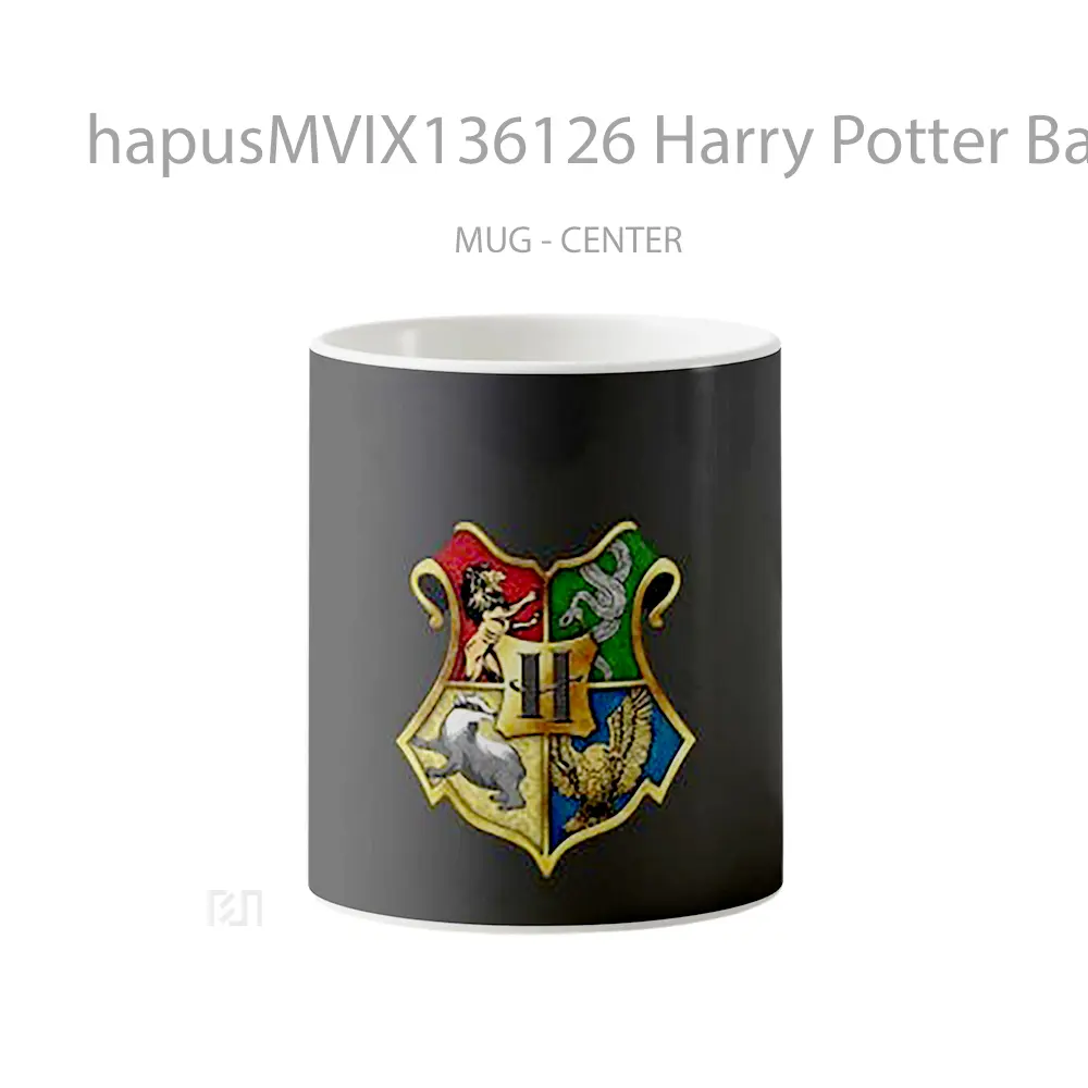 Mug Harry Potter Badges Gryffindor Slytherin Hufflepuff And Ravenclaw V2 Gelas Film