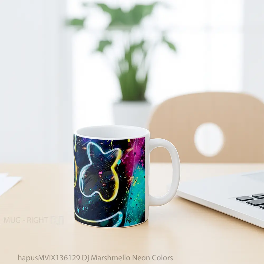 Mug Dj Marshmello Neon Colors Gelas Keramik Unik - All-side / Desain
