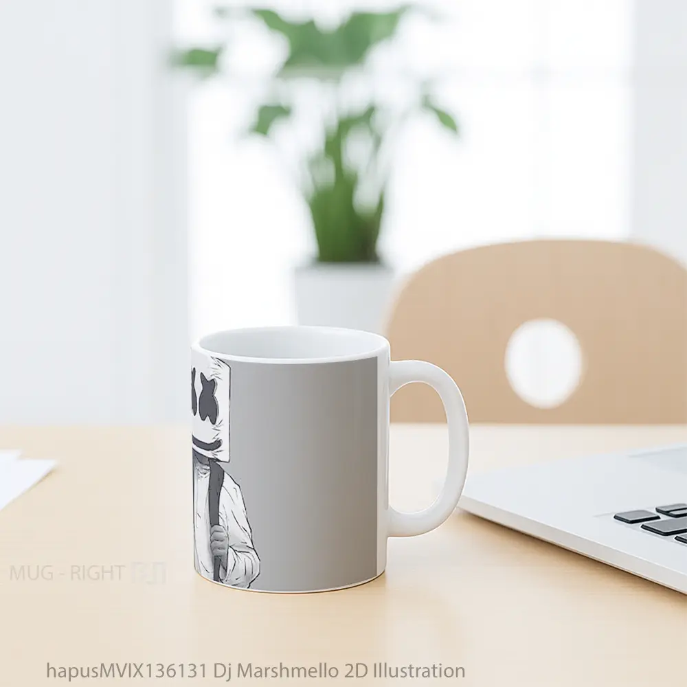 Mug Dj Marshmello 2D Illustration Gelas Seni Modern - All-side / Desain