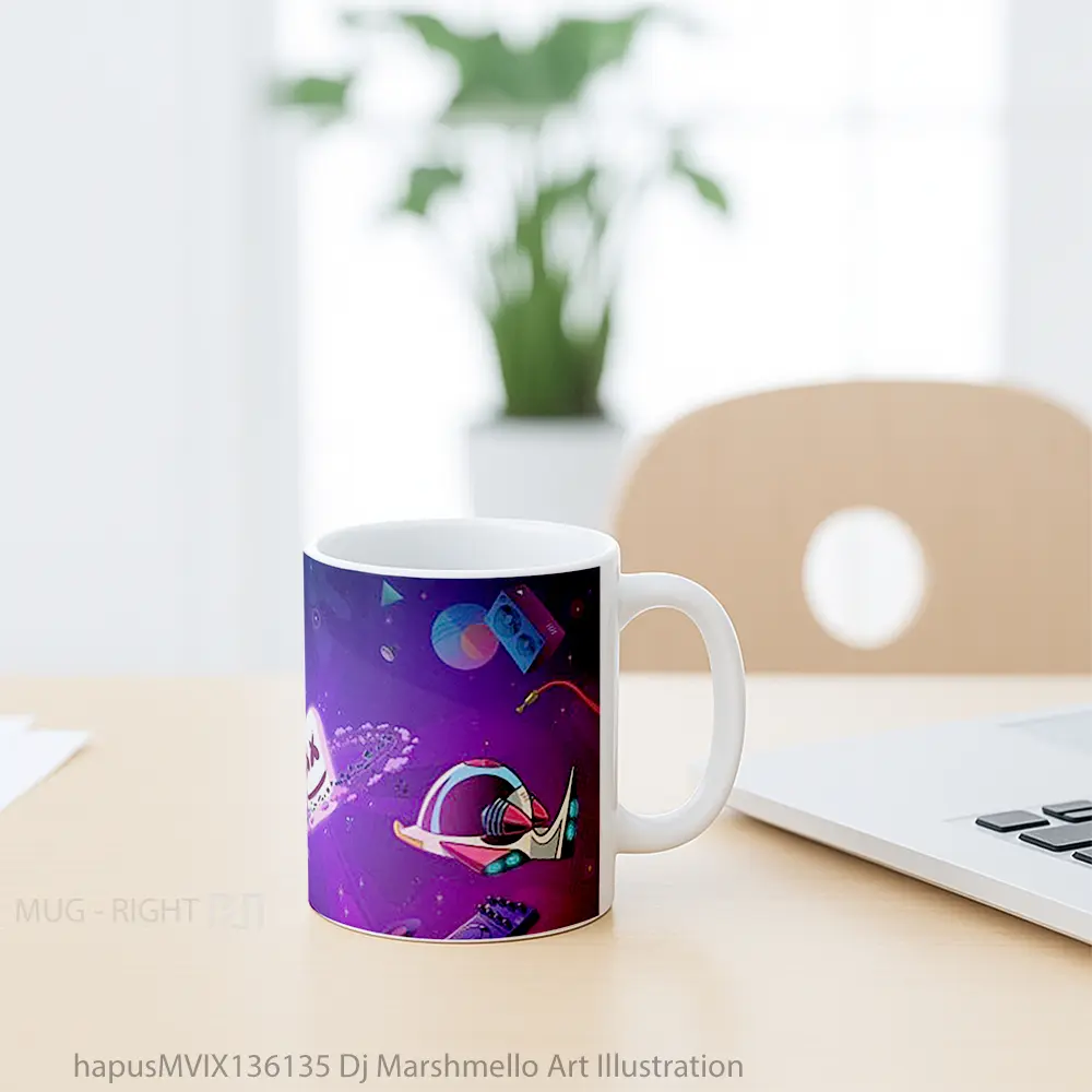 Mug Dj Marshmello Art Illustration Gelas Seni Modern - All-side / Desain