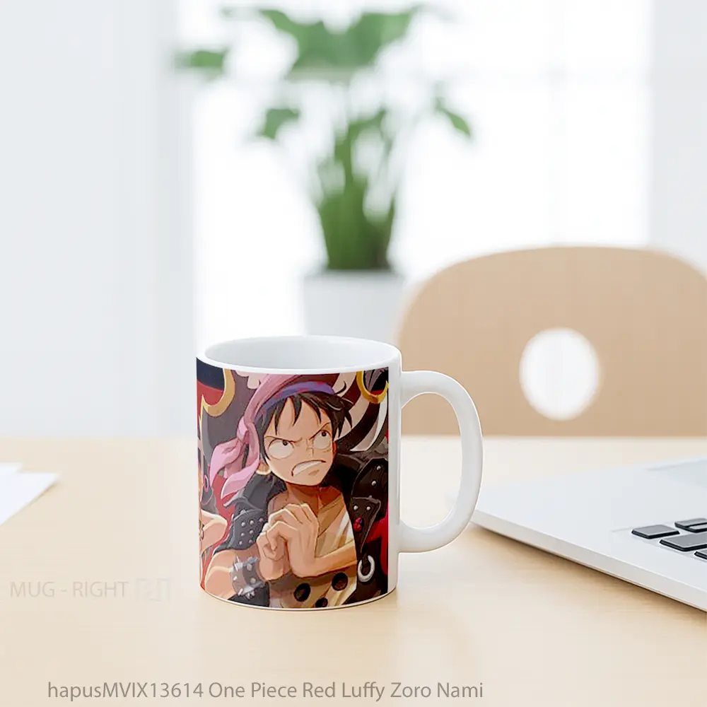Mug One Piece Red Luffy Zoro Nami Cangkir Anime - All-side / Desain
