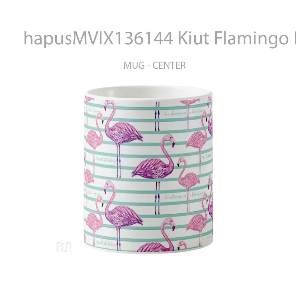 Mug Kiut Flamingo Pattern Gelas Seni Modern