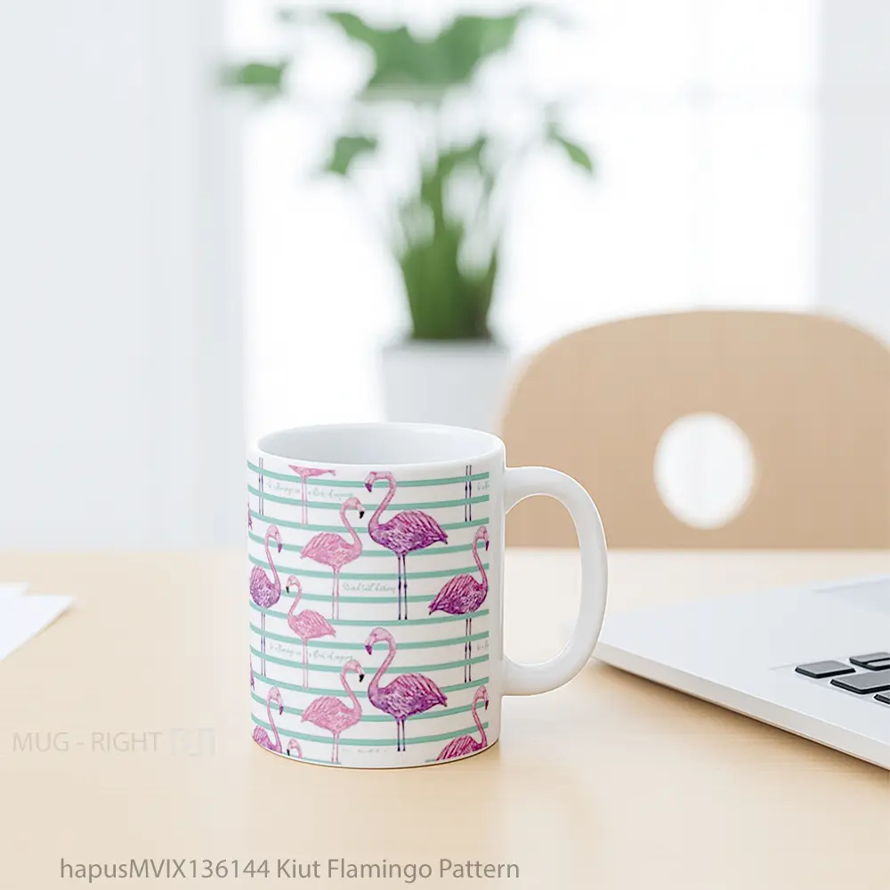 Mug Kiut Flamingo Pattern Gelas Seni Modern - All-side / Desain