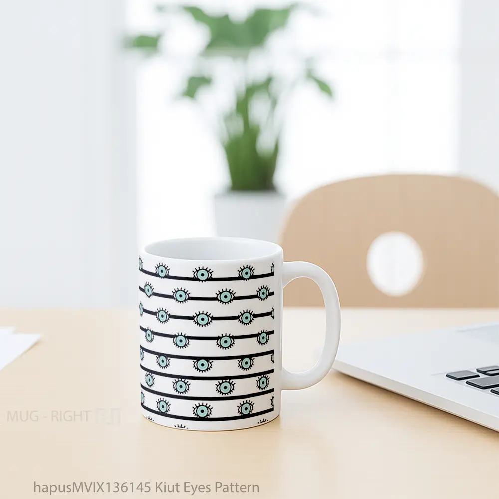 Mug Kiut Eyes Pattern Gelas Seni Modern - All-side / Desain