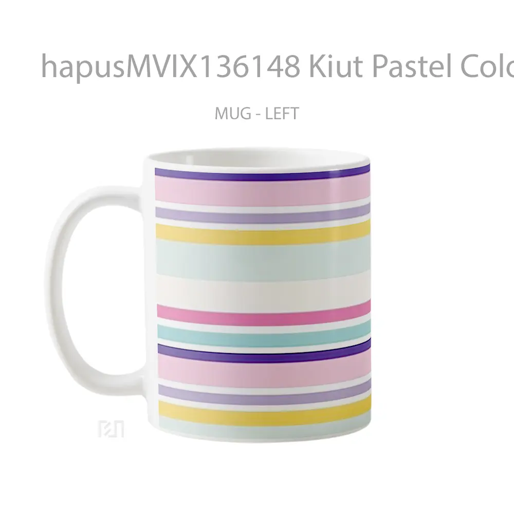 Mug Kiut Pastel Colored Lines Gelas Keramik Unik - All-side / Desain