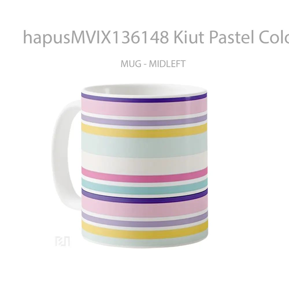 Mug Kiut Pastel Colored Lines Gelas Keramik Unik - All-side / Desain