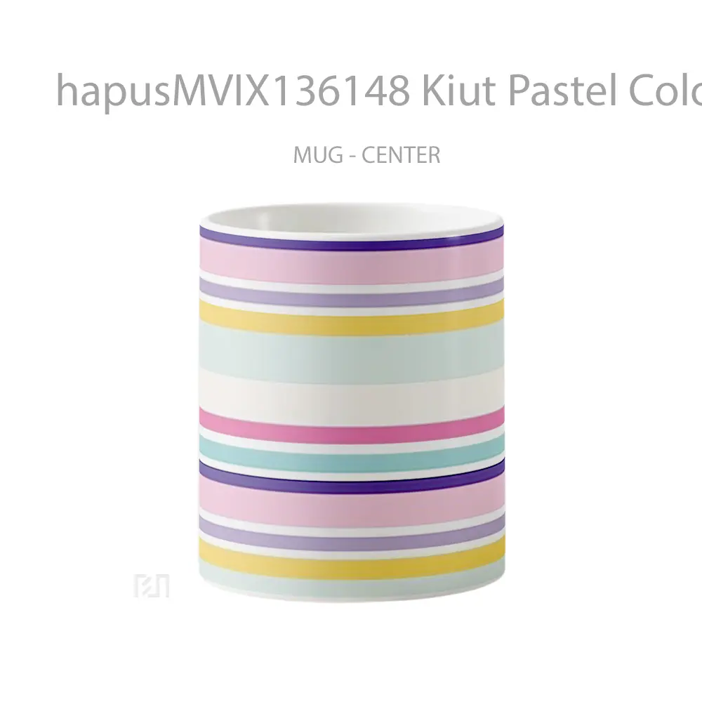 Mug Kiut Pastel Colored Lines Gelas Keramik Unik