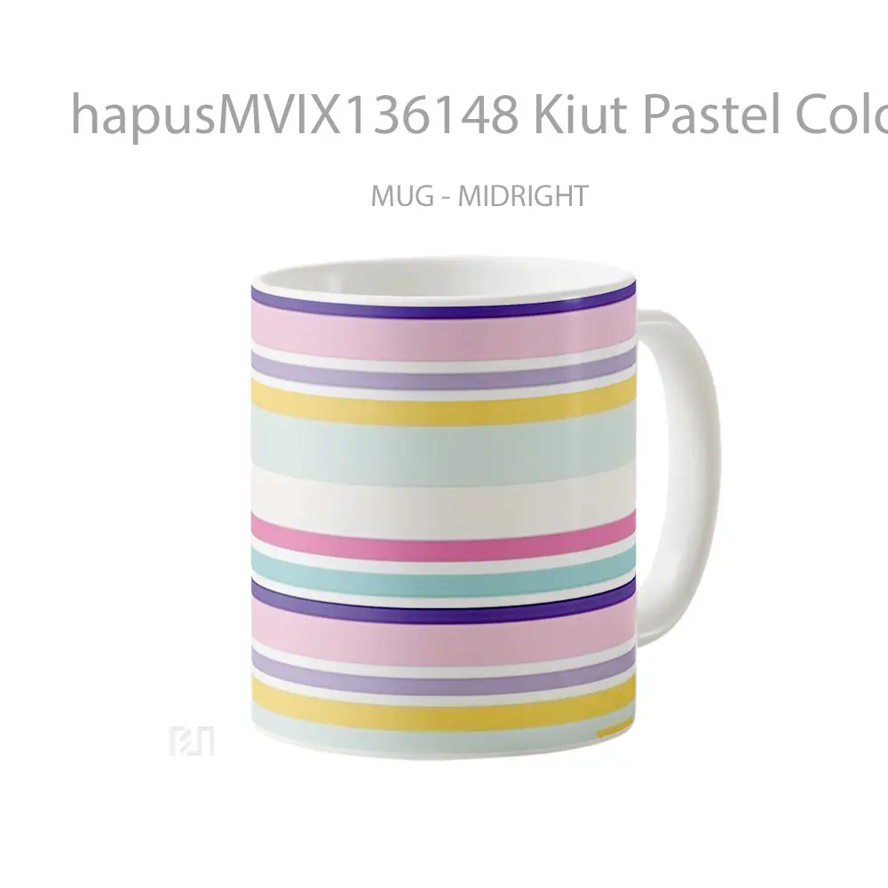 Mug Kiut Pastel Colored Lines Gelas Keramik Unik - All-side / Desain