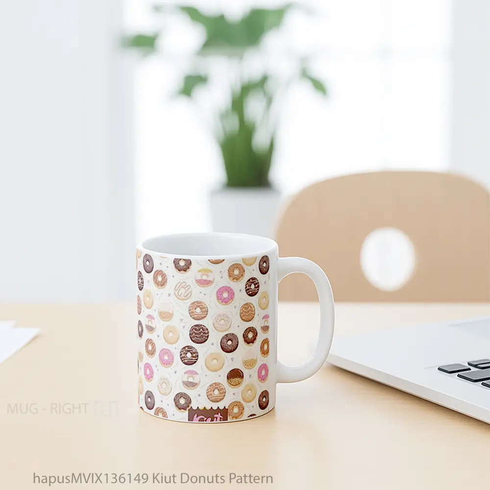 Mug Kiut Donuts Pattern Gelas Seni Modern - All-side / Desain
