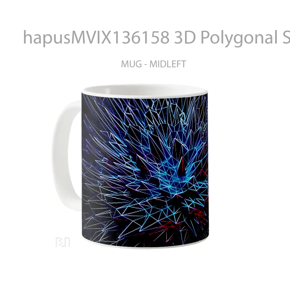 Mug 3D Polygonal Spikes Art Gelas Keramik Unik - All-side / Desain
