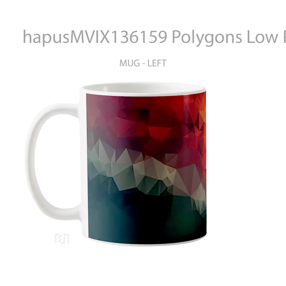 Mug Polygons Low Poly Art Gelas Keramik Unik - All-side / Desain