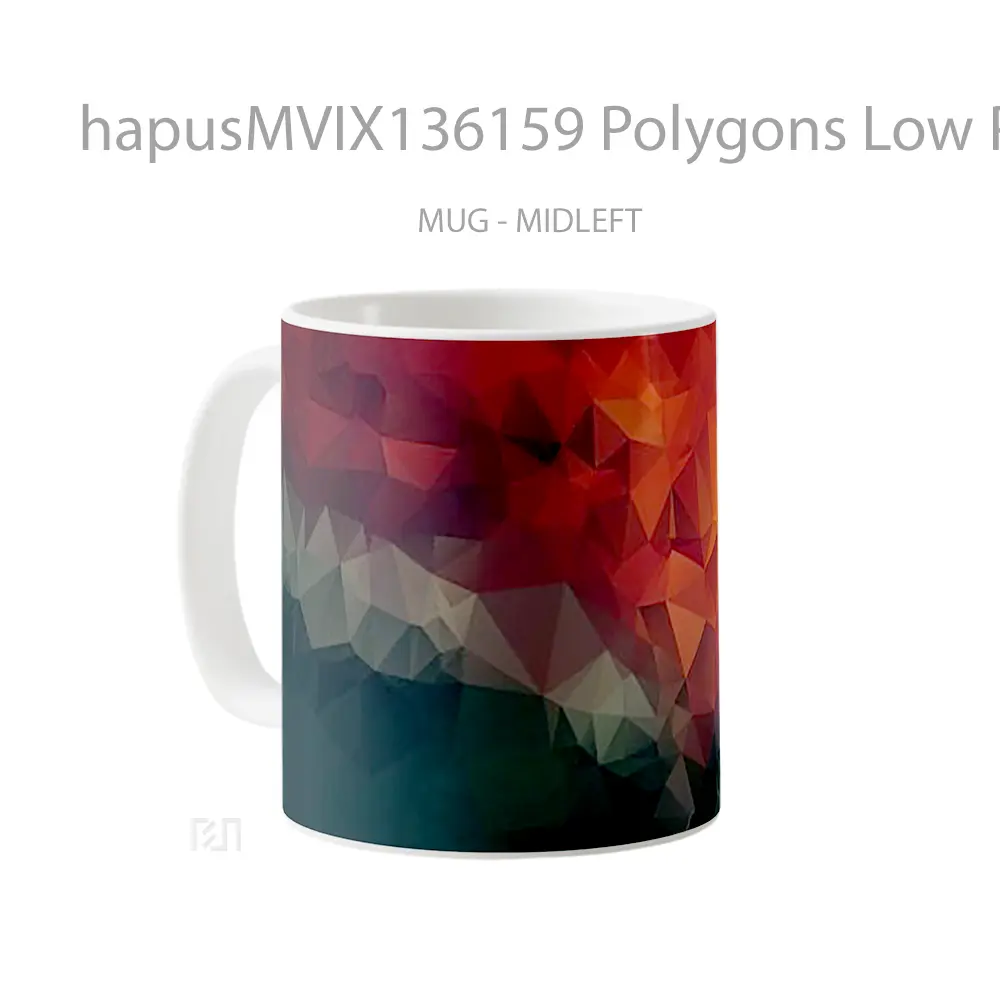 Mug Polygons Low Poly Art Gelas Keramik Unik - All-side / Desain