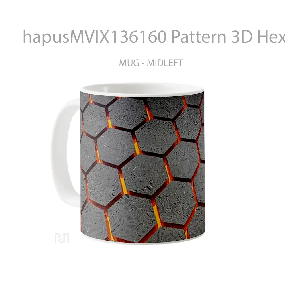 Mug Pattern 3D Hexagons On Lava Gelas Seni Modern - All-side / Desain