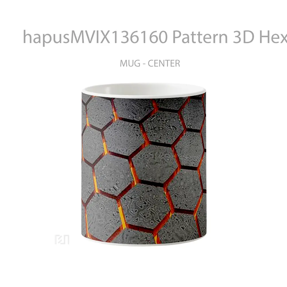 Mug Pattern 3D Hexagons On Lava Gelas Seni Modern