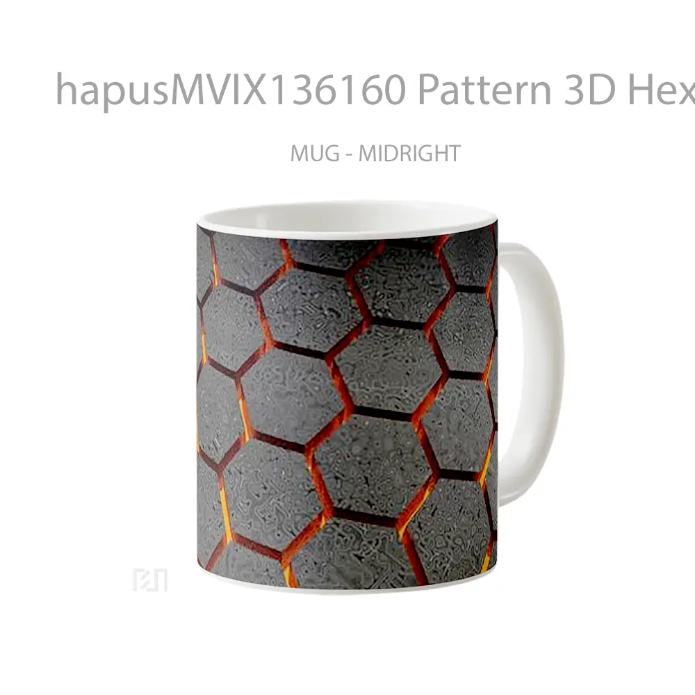 Mug Pattern 3D Hexagons On Lava Gelas Seni Modern - All-side / Desain