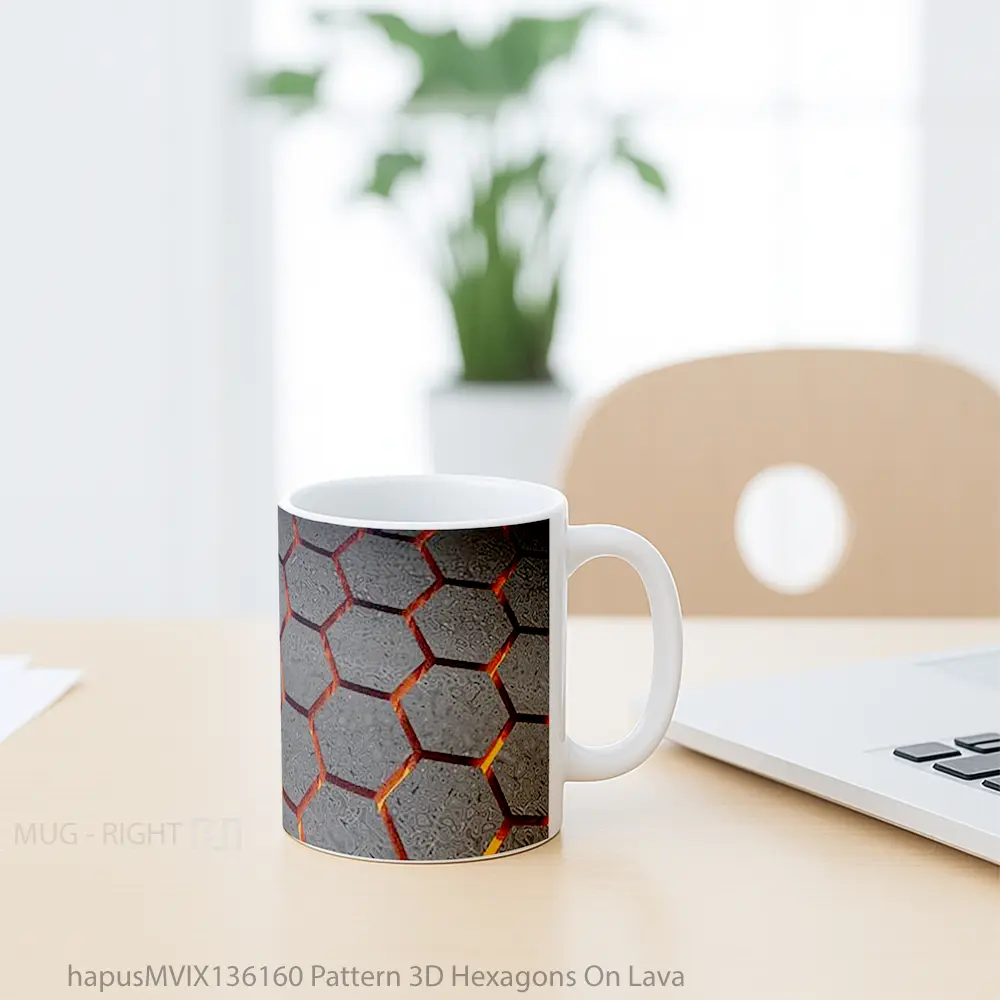 Mug Pattern 3D Hexagons On Lava Gelas Seni Modern - All-side / Desain