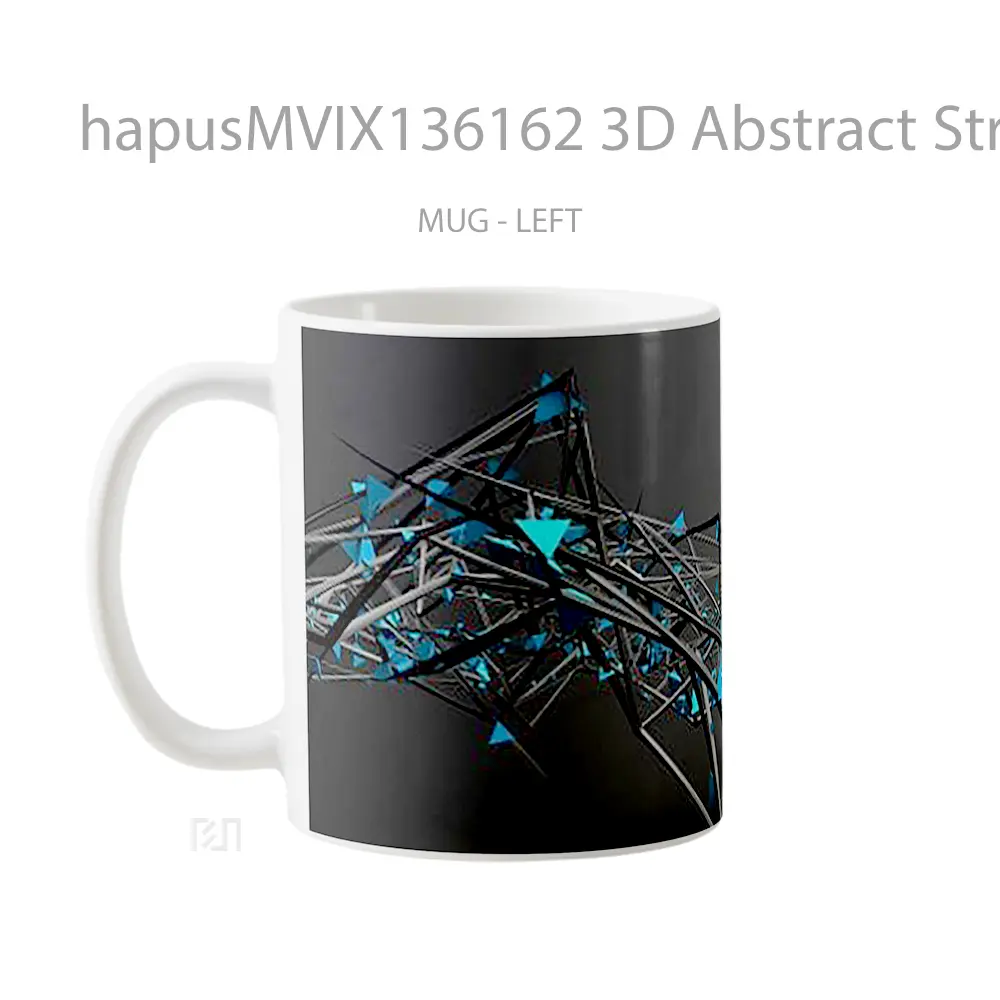 Mug 3D Abstract Structure Gelas Seni Modern - All-side / Desain