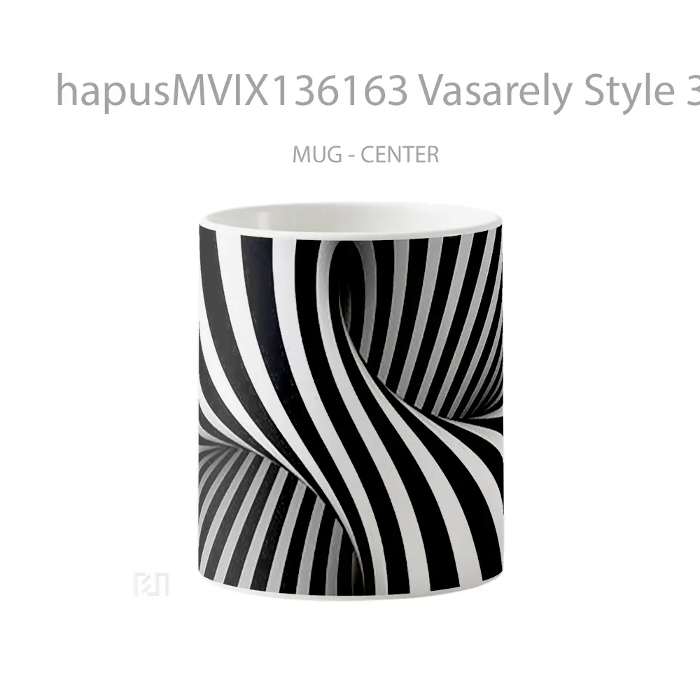 Mug Vasarely Style 3D Black And White Optical Illusion Gelas Keramik Unik