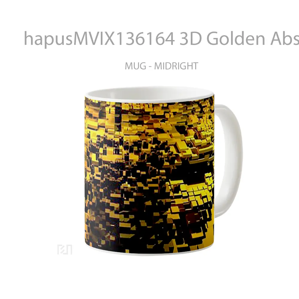 Mug 3D Golden Abstract Cubes Gelas Seni Modern - All-side / Desain