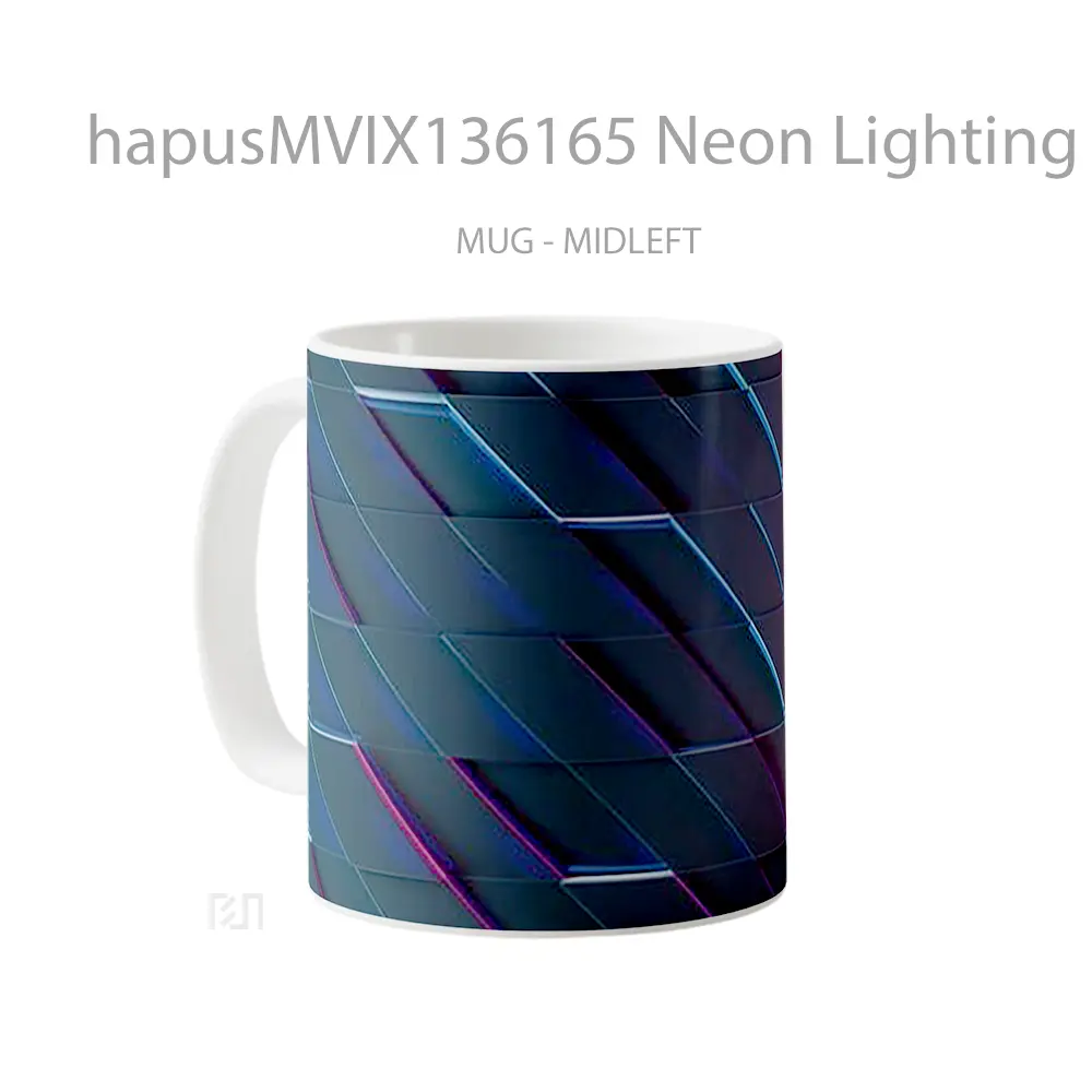 Mug Neon Lighting Rectangles 3D Gelas Keramik Unik - All-side / Desain