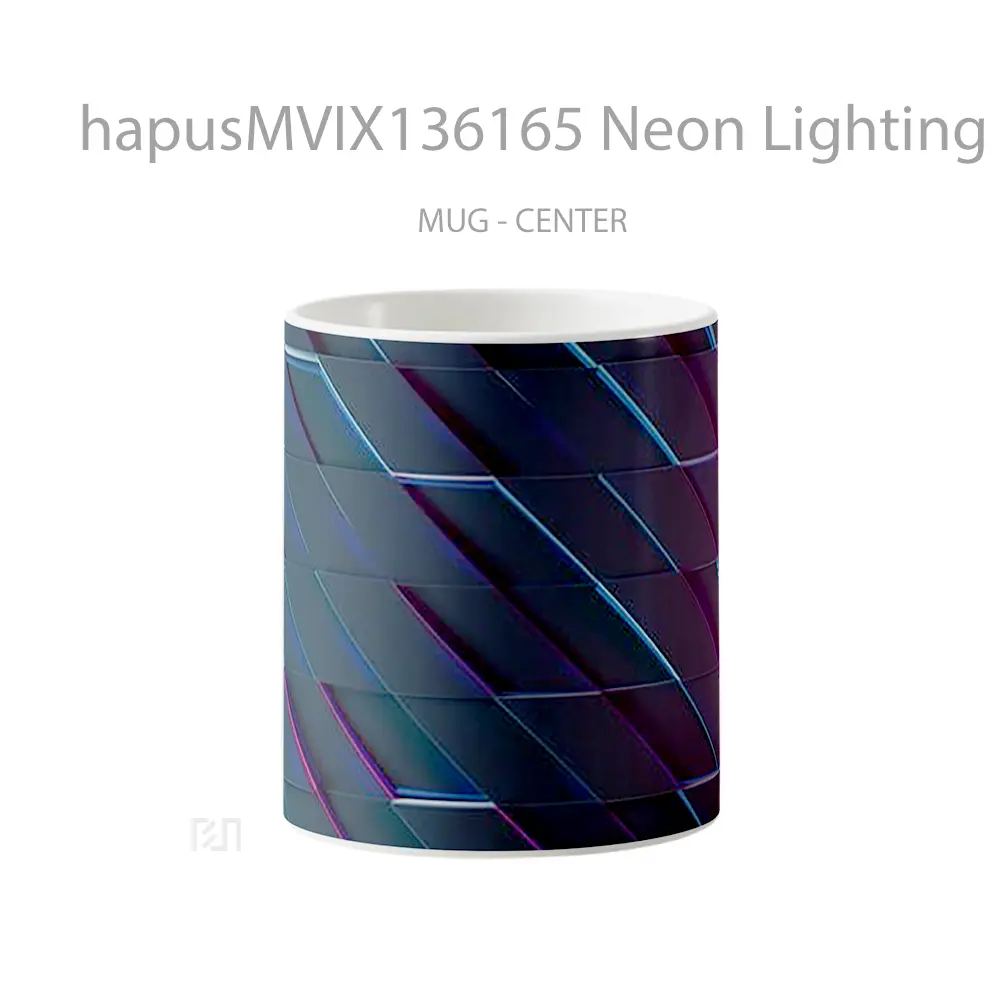 Mug Neon Lighting Rectangles 3D Gelas Keramik Unik