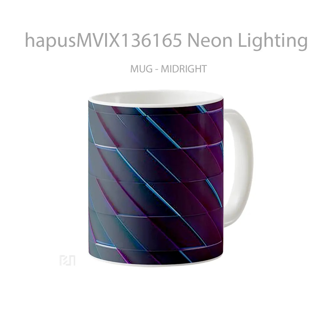 Mug Neon Lighting Rectangles 3D Gelas Keramik Unik - All-side / Desain