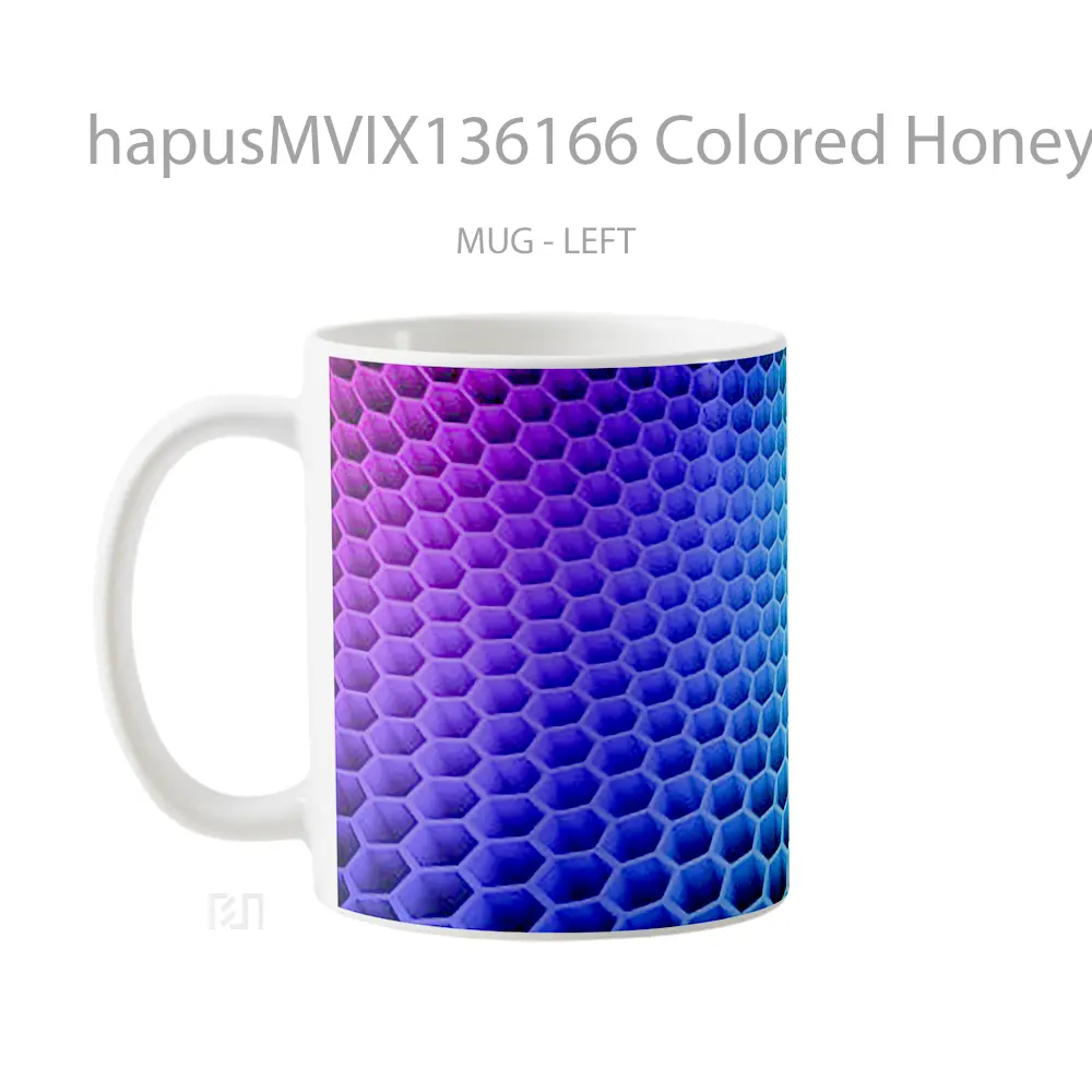 Mug Colored Honeycomb 3D Hexagons Gelas Keramik Unik - All-side / Desain