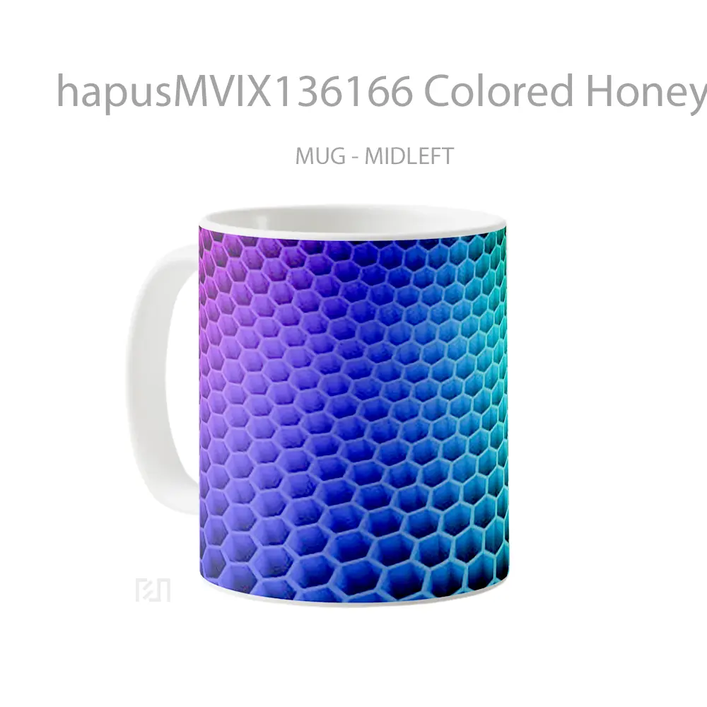 Mug Colored Honeycomb 3D Hexagons Gelas Keramik Unik - All-side / Desain