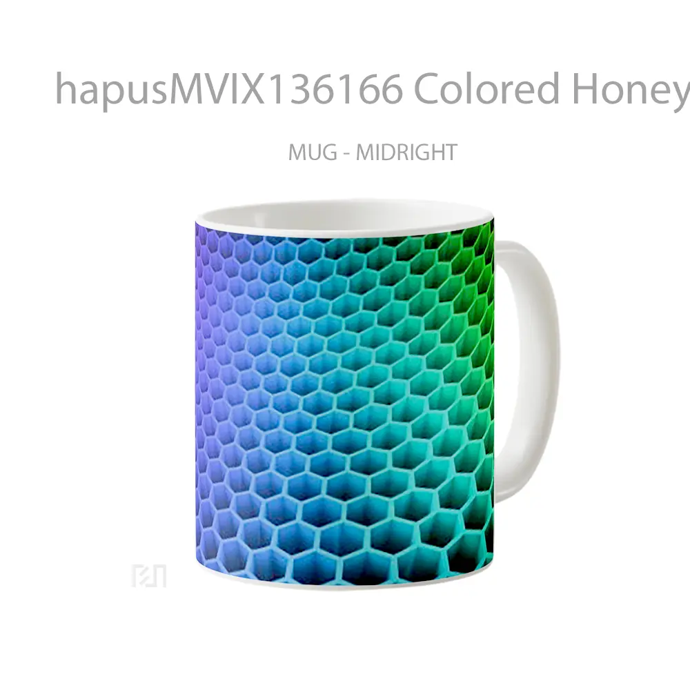 Mug Colored Honeycomb 3D Hexagons Gelas Keramik Unik - All-side / Desain
