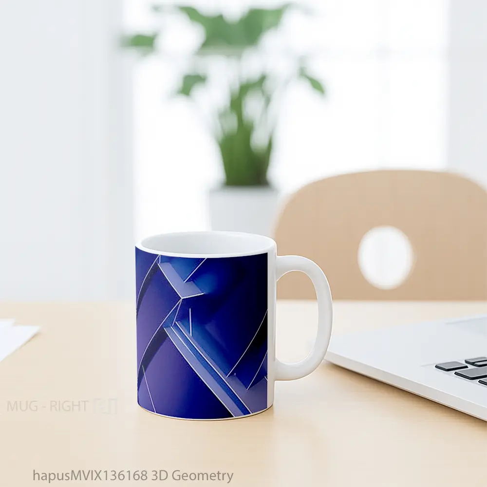 Mug 3D Geometry Gelas Keramik Unik - All-side / Desain