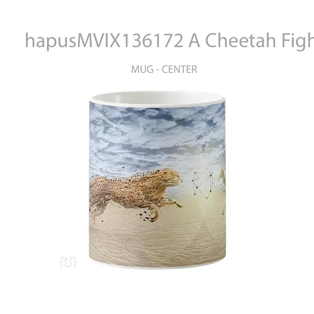 Mug A Cheetah Fighting With A Bird Gelas Hewan Lucu