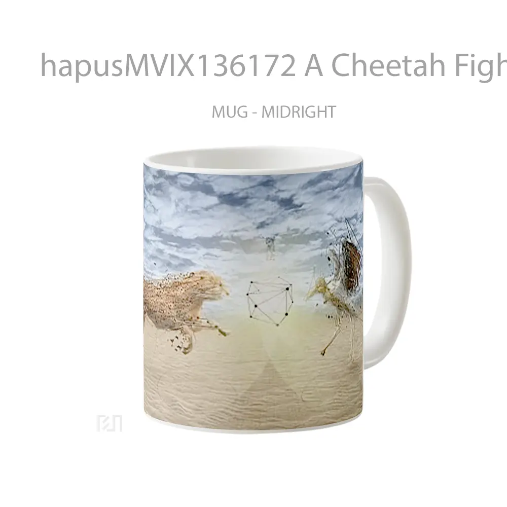 Mug A Cheetah Fighting With A Bird Gelas Hewan Lucu - All-side / Desain