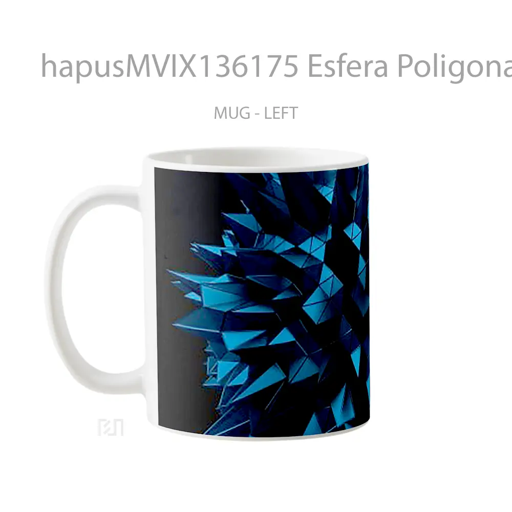 Mug Esfera Poligonal 3D Low Poly Gelas Keramik Unik - All-side / Desain