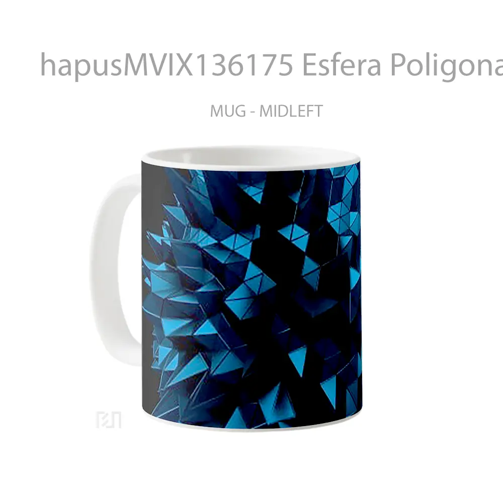 Mug Esfera Poligonal 3D Low Poly Gelas Keramik Unik - All-side / Desain