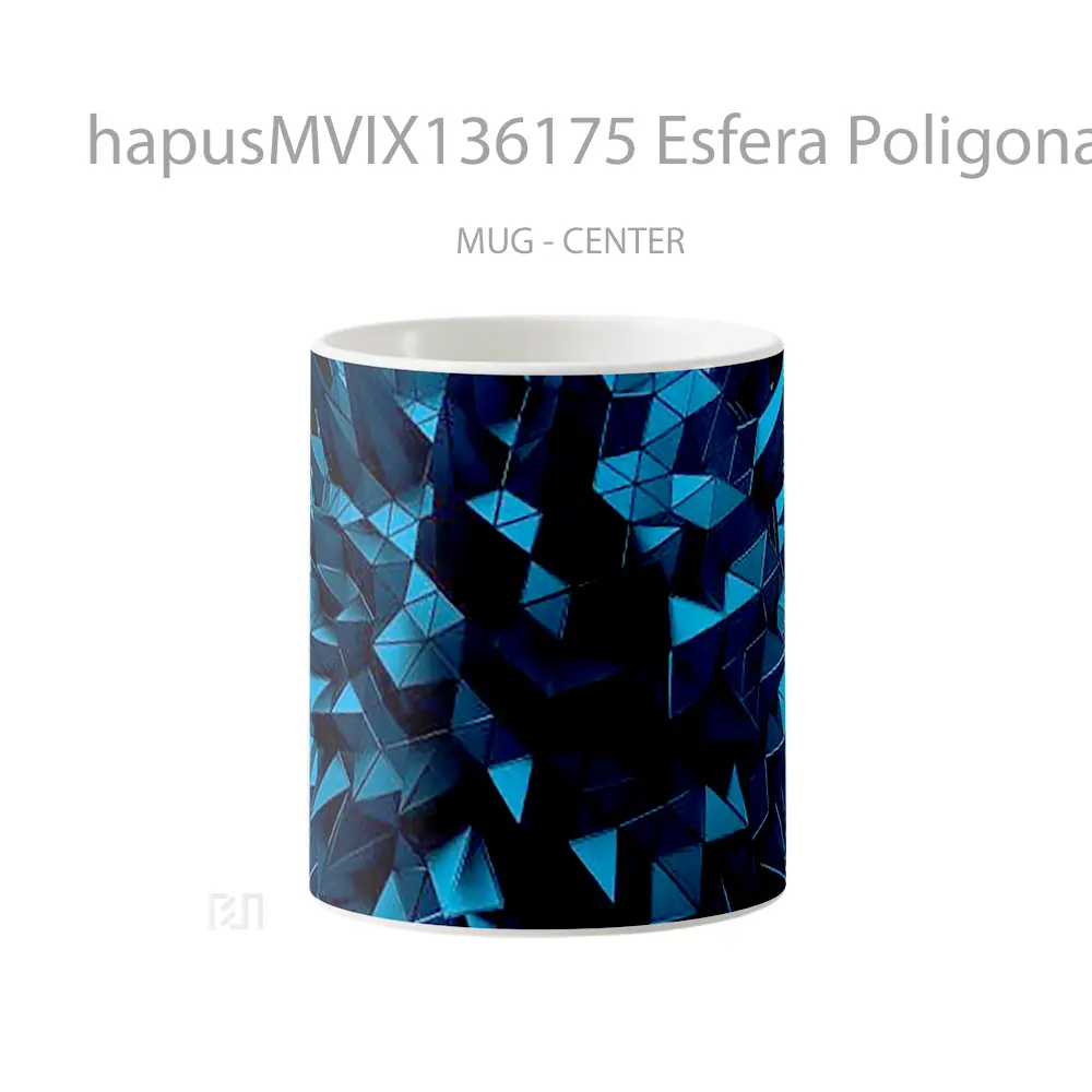 Mug Esfera Poligonal 3D Low Poly Gelas Keramik Unik