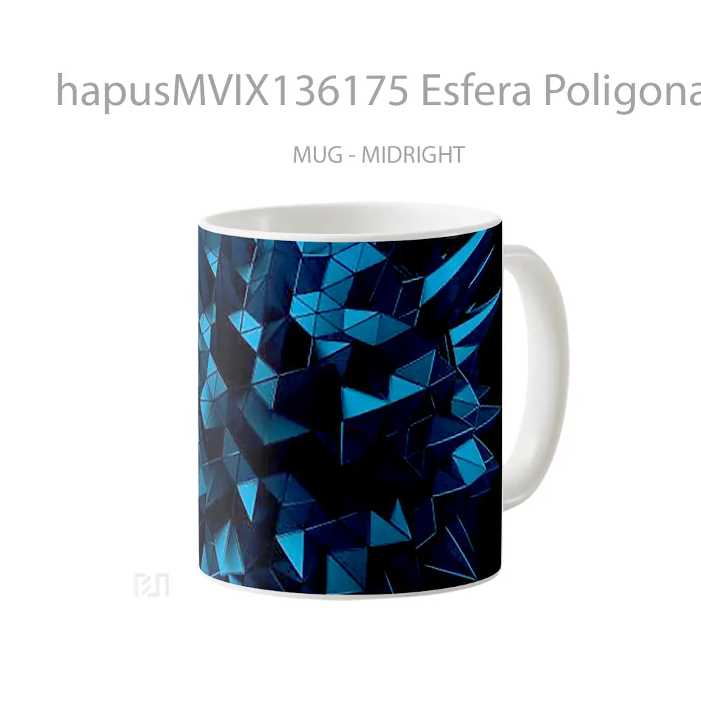 Mug Esfera Poligonal 3D Low Poly Gelas Keramik Unik - All-side / Desain