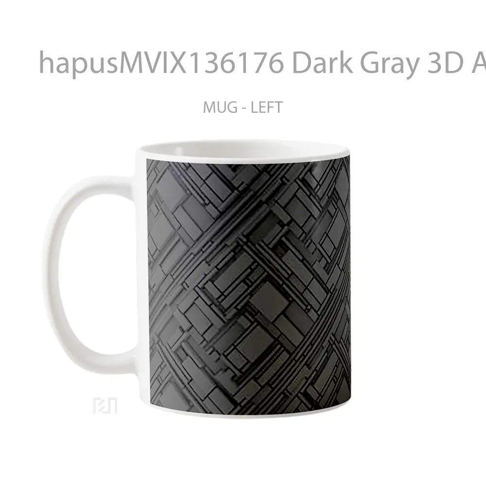 Mug Dark Gray 3D Abstract Structure Gelas Seni Modern - All-side / Desain