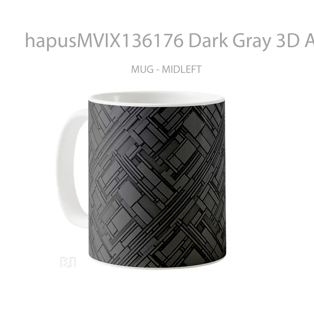 Mug Dark Gray 3D Abstract Structure Gelas Seni Modern - All-side / Desain