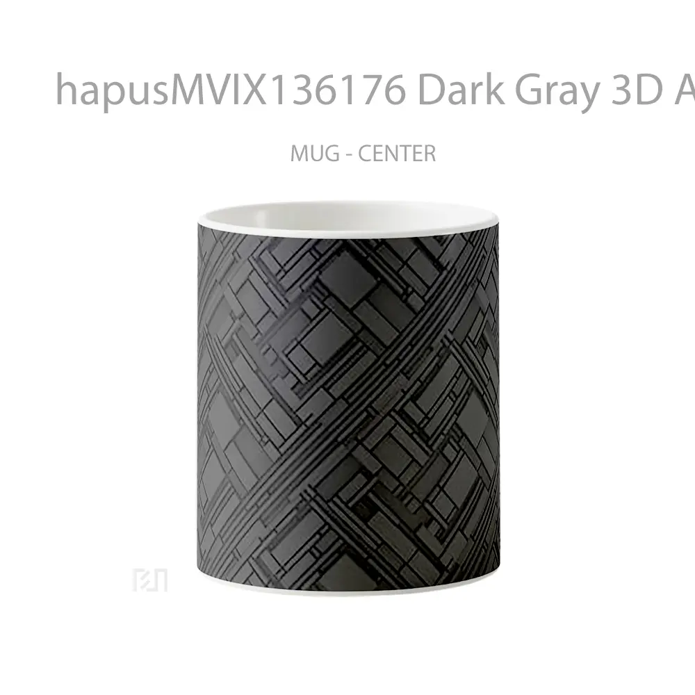 Mug Dark Gray 3D Abstract Structure Gelas Seni Modern