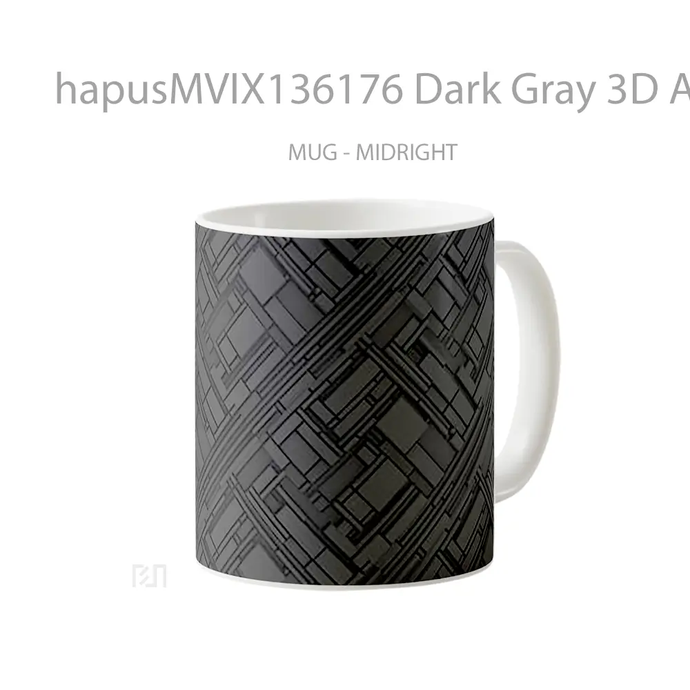 Mug Dark Gray 3D Abstract Structure Gelas Seni Modern - All-side / Desain