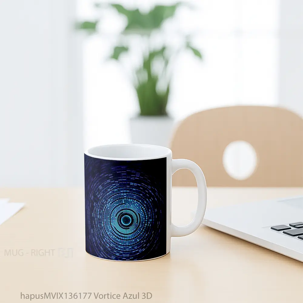Mug Vortice Azul 3D Gelas Keramik Unik - All-side / Desain